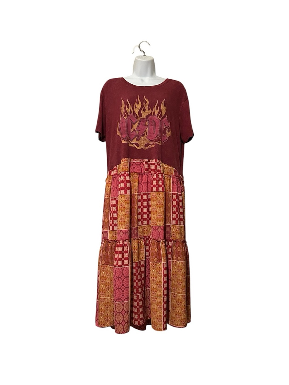 One of a kind AC/DC Upcycled dress OSFM